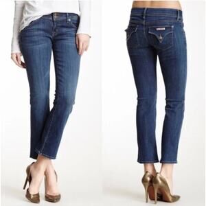 Hudson Beth Crop Baby Boot Jeans Medium Dark wash triangle flap SZ 29